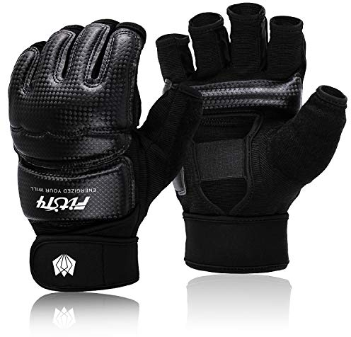 FitsT4 Sports MMA Handschuhe Boxhandschuhe gepolstert, Trainingshandschuhe Boxsack Sandsack Kickboxen Kampfsport Taekwondo Sparring mit Handgelenkschutz für Herren Damen,Schwarz,XXL