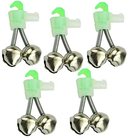 VORCOOL 5 Stück Twin Bells Angelrute Alarmglocken Clip Tackle Nacht Meer Angelrute Angeln Glocken Dual Bells Rod Clamp TIPP Clip Twin Alarm Bells