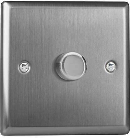 Varilight Single V-Pro Rotary 2-Way LED Dimmer 1 x 0-120W - Classic Brushed Steel With Brushed Steel Knob