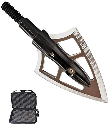 MILAEM 6/12x Tiro con L'Arco Broadheads Punte da Caccia 100 Grain Punte di Freccia Punte da Caccia Freccia da Caccia per Arco Composto Arco ricurvo (6X Broadheads + Box)