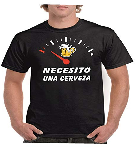 Camisetas divertidas Necesito una Cerveza - para Hombre Camisetas Talla Large Color Negro LA