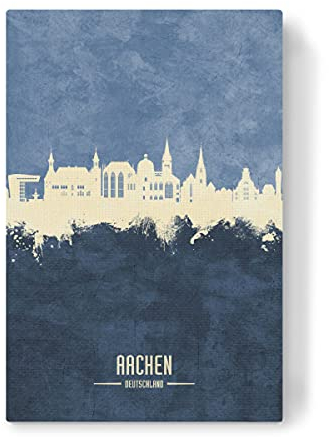 artboxONE Leinwand 30x20 cm Städte Aachen Germany Skyline Navy von Michael Tompsett