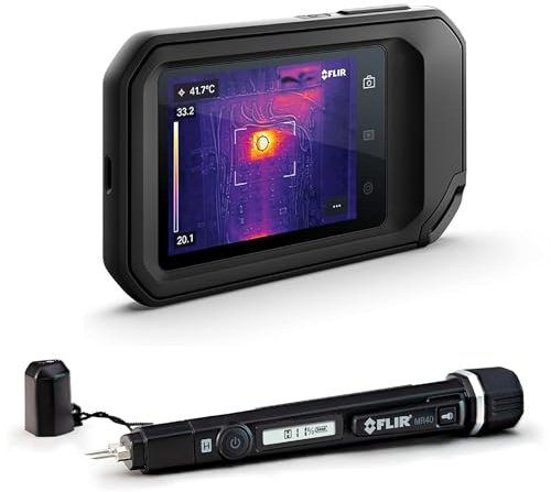 FLIR C3-X Compacte warmtebeeldcamera met WiFi: Hoge resolutie infraroodcamera voor inspectie + FLIR MR40 vochtpen en zaklamp, draagbare enkelvoudige vochtmeter in zakformaat