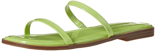The Drop Sandalo da Donna, Paris, Piatto con Due Cinturini e Punta Quadrata, Lime, 35 EU