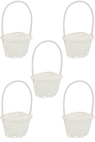 Happyyami 5stücke Teiliges Kleine Handgewebte Kunststoff-rattan Körbe in Multifunktionale Aufbewahrungskörbe Für Obst Blumen Und Kleine Gegenstände Im Ländlichen Stil Für Wohnzimmer Und Schl