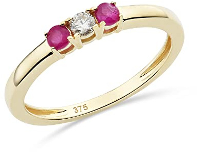 Miore anello eternità con diamanti e zaffiri, diamanti naturali di 0,06 carati e zaffiri blu naturali/rubini rossi in oro bianco/giallo 9 carati 375
