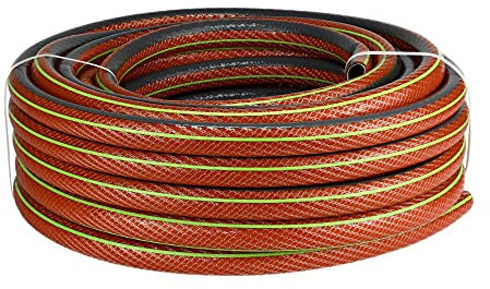 Bortaberg Flexible 6-Layers Hose 1/2(12.5mm) inch, 15-100m Water Hose Pipe for Home Garden Patio and Car Cleaning, 25 bar Burst Pressure, Keeps its Shape, Spiral mesh Textile (15)
