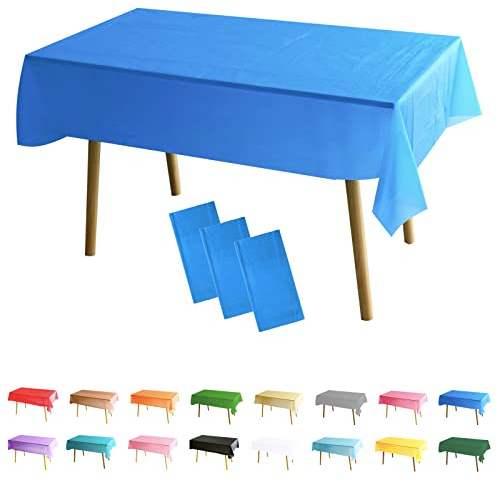 Tovaglie rettangolari per feste, 3 pezzi, 137 x 274 cm, rotolo di carta usa e getta, in plastica, impermeabili, resistenti all'olio, per feste, picnic, compleanni, matrimoni, colore blu scuro