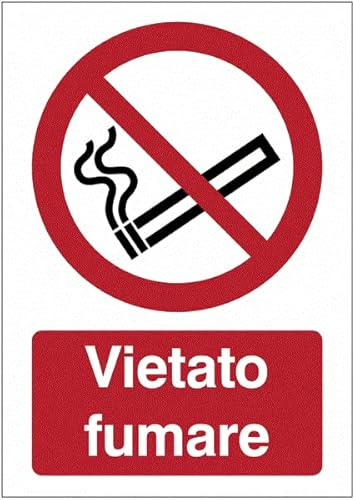 Vietato fumare - CARTELLO SEGNALETICO ISO 7010 in Adesivo Resistente, Pannello in Forex o Pannello In Alluminio (PANNELLO IN ALLUMINIO 30X42 CM)