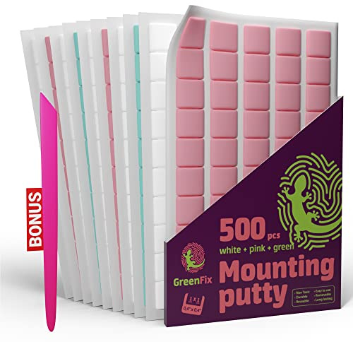 GreenFix Mounting Putty Removable - 500PCs Sticky Tack for Wall Hanging - Reusable Colorful Poster Putty - Wall Sticky Tack - Adhesive Putty for Poster Picture Hanging Crafts