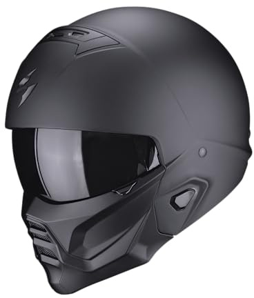 Scorpion, Exo-Combat Ii, Offene Und Modulare Helme Für Motorräder, Mattschwarz, L, Unisex-Adult
