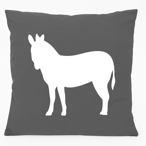 Huuraa Kissen Esel Silhouette 40x40cm mit Füllung Steel Grey Baumwolle Dekokissen Geschenkidee