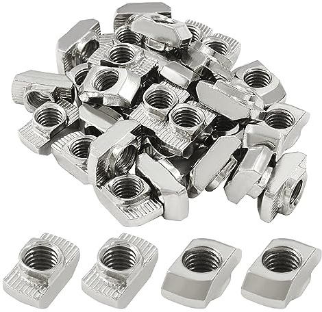 Zorveiio 50Pcs 4545 Series T Nuts Carbon Steel,M8 T Slot Nut Hammer Head Fastener Nut Assortment for Aluminum Profile
