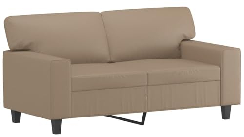 vidaXL Sofa 2-Sitzer, Loungesofa Couch mit Armlehnen Rückenkissen, Wohnzimmersofa Designsofa Metallgestell, Sitzmöbel Zweisitzer, Cappuccino-Braun Kunstleder