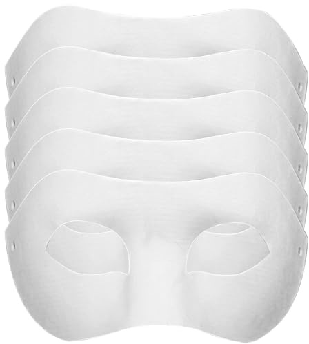 Wedhapy Masque Blanc en Papier Pâte pour Artisanat et Décoration - 5 Pièces de 8 x 4 Pouces