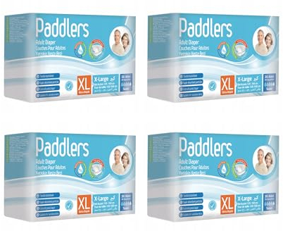 PADDLERS Windeln für Erwachsene - Inkontinenz Windeln Unisex - Einweg Windeln für Erwachsene - mit Feuchtigkeitsanzeige, SUPER SAUGFÄHIG (XL, 120 stück)