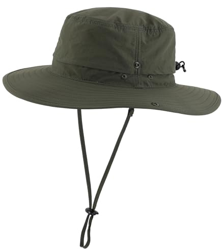 Decentron Outdoor SPF 50+ Boonie Sun Hat for Men Waterproof Safari Fishing Hiking Hat Army Green