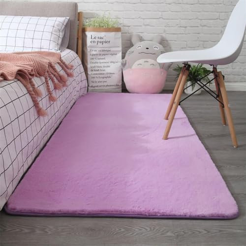 Guetto Hochflor Teppich Wohnzimmer Fellteppich Kunstfell Shaggy Flauschig Einfarbig, Wohnzimmer Schlafzimmer Kinderzimmer Flur Läufer waschbar rutschfest,Lila,200x300 cm