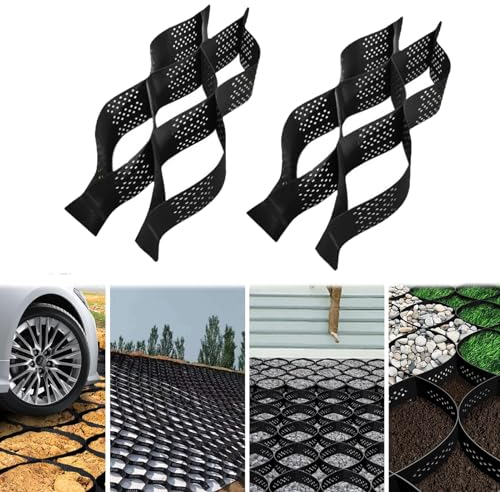 Stabilisateur Gravier HDPE Geo Grid Grille de gravier de sol, Stabilisateur de gravier par géogrille de 5 cm de profondeur pour les pentes des allées de garage, les jardins et les sentiers, Grilles de
