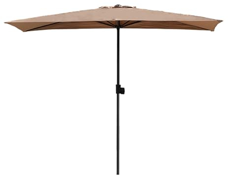 Parasol de jardin semi-rectangulaire 250x130cm, parasol mural de balcon kaki, parasol de terrasse avec poteau en métal à hauteur réglable pour porche, mur