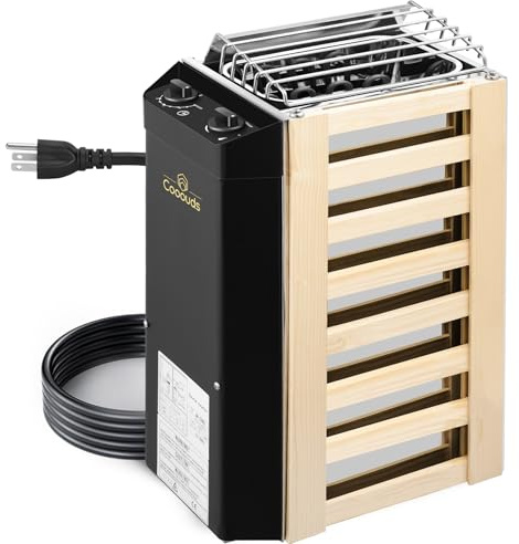 2KW 110V Sauna Heater with Plug, No Need for Wiring, Plug and Play, 100 Cu.Ft. Heated Area, Electric Sauna Heater with 3h Timera and Internal Temperature Control, Suitable for Small Sauna Rooms