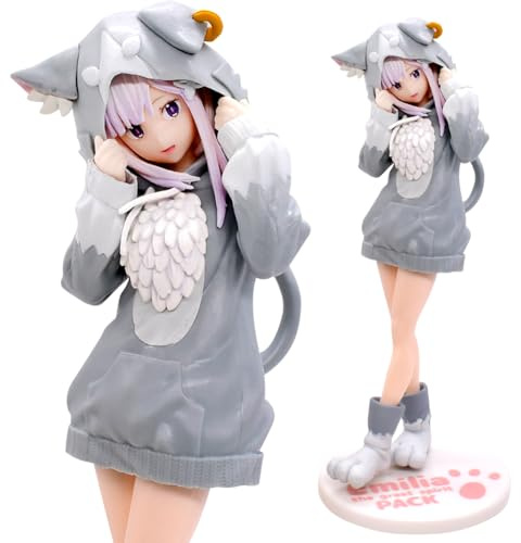Figur Emili-a, Re Zero Figur, Starting Life in Another World, 8,2 Zoll Anime Figur, Emili-a PVC Actionfigur Girl Spielzeug zum Sammeln, Innenmodell, Ornamente, Anime-Fans