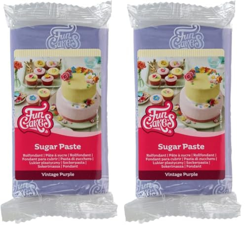 FunCakes Rollfondant Vintage Violett, einfach zu verwenden, glatt, flexibel, weich und geschmeidig, perfekt zum Verzieren von Torten, Halal, Kosher und Glutenfrei, 250 g Packung 1 (Packung mit 2)