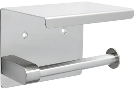 Mooche Porte-Papier Toilette Support Mural avec Étagères Pratique, Porte Rouleau Papier Toilette en 304 Acier Inoxydable, pour Toilettes et Cuisines/Salle de Bain, Brossée
