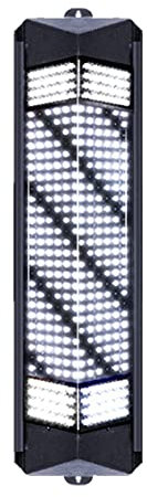 RIQHTIK Poste de luz LED para peluquería, Poste de barbería para Exteriores, lámpara de Pared con Rayas giratorias iluminadoras, luz de barbería giratoria Resistente al Agua,65x18cm,Black and White