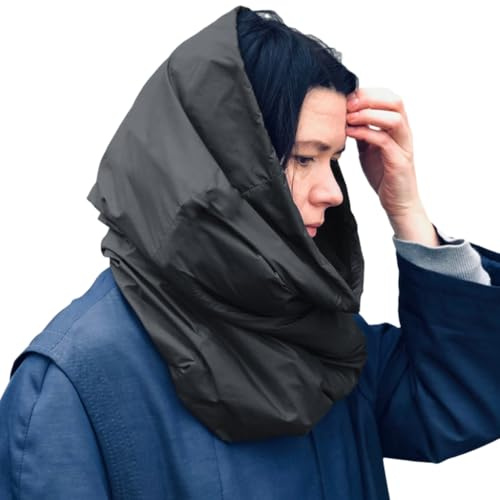 Cappello invernale da donna leggero in cotone piumino, sciarpa da ciclismo, per ragazze adolescenti, nero, Come descritta