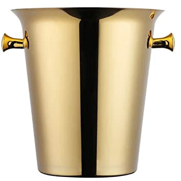 secchiello per champagne Raffreddatore for vasca del ghiaccio in acciaio inossidabile for vino e birra Vasca for bevande isolata Grande vasca rotonda da 5 litri, secchiello for bevande for feste, dora