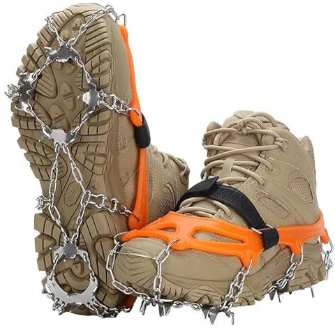 YiQinzcxg Edelstähle Eisgreifer Spikes Outdoor 18/19 Zahneisklaue Spikes Kettenschuhabdeckungen Ergriff Skiklaue