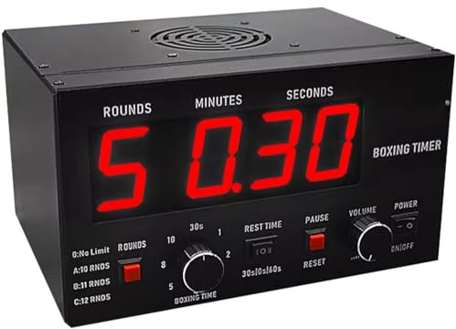 Timer da Competizione Timer a Intervalli for Allenamento Fitness Orologio da Parete Digitale a LED, 1-12 Round Sfide, Timer a Intervalli da Palestra per Muay Thai/Mma/Kickboxing,Red