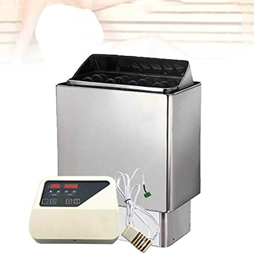 FLNOZAMZ 6KW Elektrischer Saunaofenofen - Kommerzielles SPA Trockendampfbad mit externem Regler für 6-9m3 Raum - Edelstahl, 32-210°F