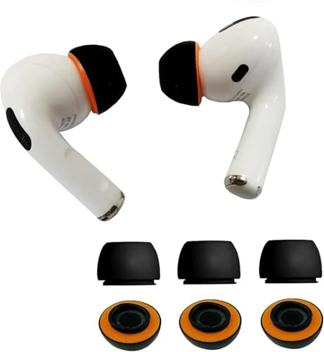 KASOTT Verbesserte Ohrstöpsel aus Memory-Schaum für AirPods Pro 1. und 2. Generation, Bequeme Schaumstoff-Ohrstöpsel, bessere Geräuschunterdrückung, 3 Paar Ersatzspitzen (Schwarz, Medium)