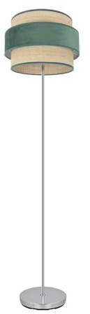 PRENDELUZ Wohnzimmerfuß 1 x E27 in Chrom und Natur-Grün, Maße: 160 x 40 x 40 cm, ideal für moderne Design- und Dekorationsleuchten.
