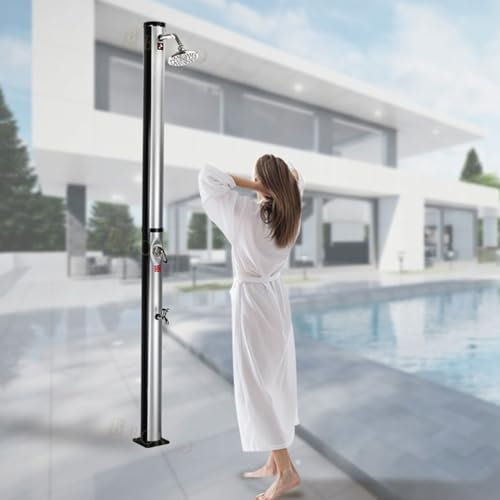 ExoticaBlend Solardusche 20L mit Boden, Gartendusche Solar, Regendusche Dusche für Garten, Außendusche rund