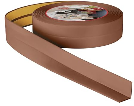 Battiscopa Morbido PVC Autoadesivo Flessibile Elastico 30x30mm 20m Marrone | Nastro sigillante angolare, per cucina, bagno, lavabo, vasca e finestre, divisibile, montaggio facile