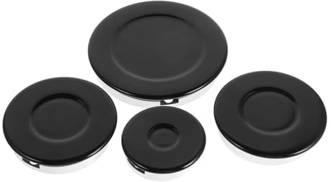 Operitacx Juego de Tapas para Quemador de Gas Negro de Aluminio y Hierro Protección contra Fugas y Fuegos Potentes para Fogones Múltiples en Cocina