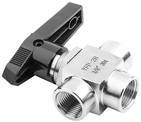 Ejoyous 3-Way Ball Valve Stainless Steel 304 High Pressure High Temperature 1/8 1/4 3/8 1/2 Inch BSPP Thread for Water Gas Oil Fuel with Precision Thread Good Sealing (BSPP3/8)