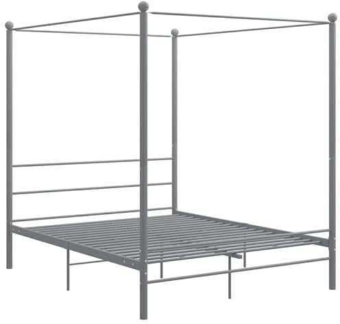 Eleganz Himmelbett aus Metall in Grau 160x200 cm - Schlafzimmer Highlight mit luxuriösem Design für erholsamen Schlaf