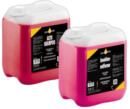 Liquid Outlet Reinigungsset – Autoshampoo & Insektenentferner je 5L Konzentrat – Lackschonender Insektenentferner & Auto Shampoo als Vorreiniger & Insektenlöser – Made in Germany