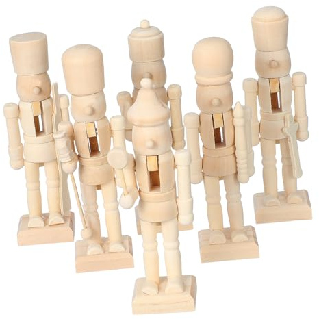 TOBBOMEY 6 Pièces Casse-Noisette Bois pour Noël Soldat De Noix Soi-même Figurines De Soldats De Noël Bois Vierges De Jeu