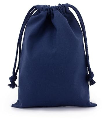WANYI 2 Stück Baumwollsäckchen 18x25cm Stoffbeutel Baumwollbeutel mit Kordelzug Säckchen zum Befüllen Geschenksäckchen für Schmuck Süßigkeiten Geschenkverpackung Hochzeit(Marineblau)