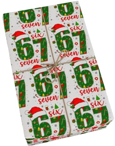 67 Memes Lustiges Geschenkpapier, 70X50CM 67 Memes Geschenkpapierrolle, Neuheit 6 7 Meme Witziges Geschenkpapier Geburtstag, 6 7 Meme Weihnachtsgeschenkpapiers, für Weihnachtsdekoration