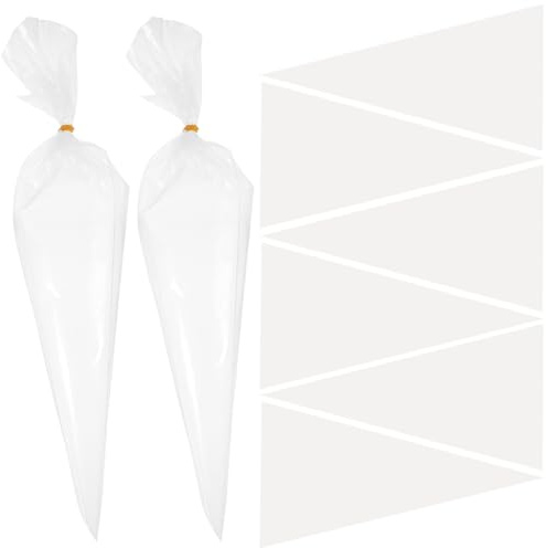 BIUDECO 50Pcs Masonry Grout Bags Cement Piping Bags with Cuttable Tips for Building Wall Skimming Filler and Tile Grouting Reusable Heavy-duty Applicator for Cement Concrete Mortar and