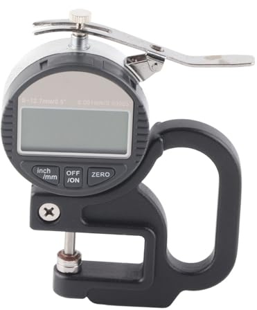 Spessimetro Digitale, Misuratore di Spessore, 0-12,7 mm, 0,001 mm - Lettura LCD Chiara, Alta Precisione 0,001 mm, Ideale per Pelle Carta Tessuto