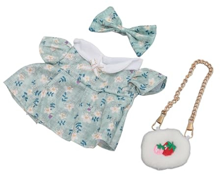 SIXRUN Plüsch-Puppenkleidung für 20 cm Große Puppen, Baumwollstoff-Outfit-Set mit Schleife und Tasche, Dekorativer Schutz, Doppelter Verwendungszweck, Als Im Wohnheim (2)