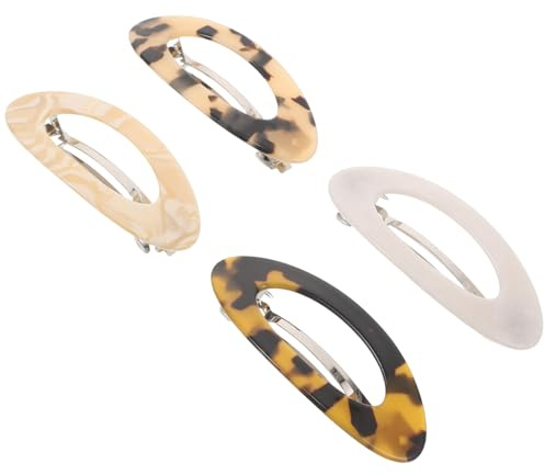 MOTHNUR 4 Fermagli per Chioma in Metallo a Molla Vintage Ovali Cavi Clip Francesi Curve Minimaliste Set Colori Misti per Styling Quotidiano Donna e Ragazze