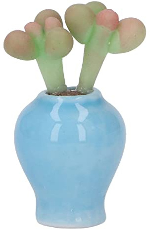 Mini Pot en Argile succulente pour Maison de poupée, décoration Miniature, Fausse Plante, Accessoire, Pot Bleu pour Maison de poupée, Jardin féerique